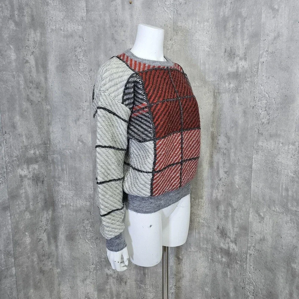 Vintage‎ 80s CTY Abstract Patchwork Knit Sweater Colorblock Artsy Cozy M
